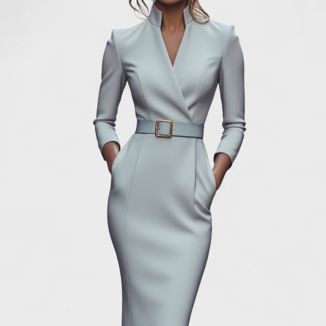 Olivia Luxe – The Belted Power Dress Maxi