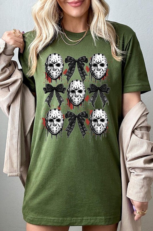 Horror Halloween Coquette Bow Graphic T Shirts