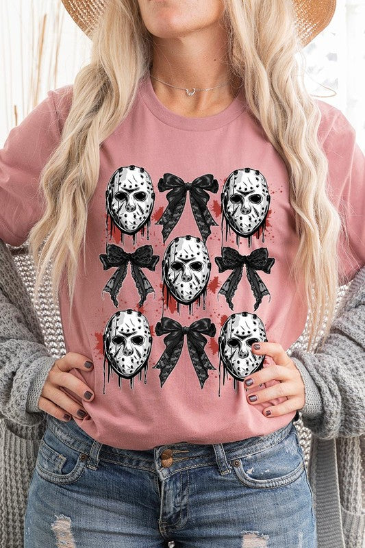 Horror Halloween Coquette Bow Graphic T Shirts