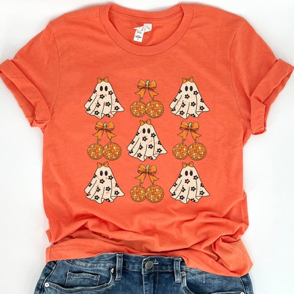 Retro ghost disco balls Halloween tee