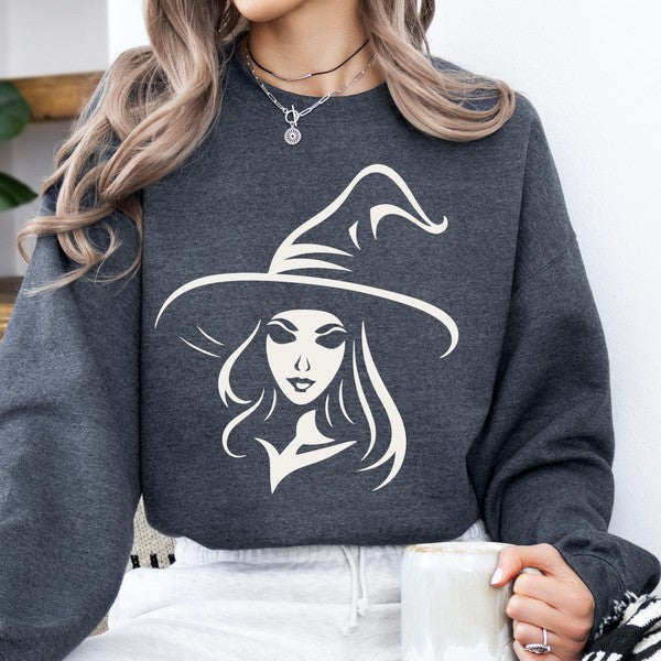 Minimalist Halloween witch graphic sweatshirt