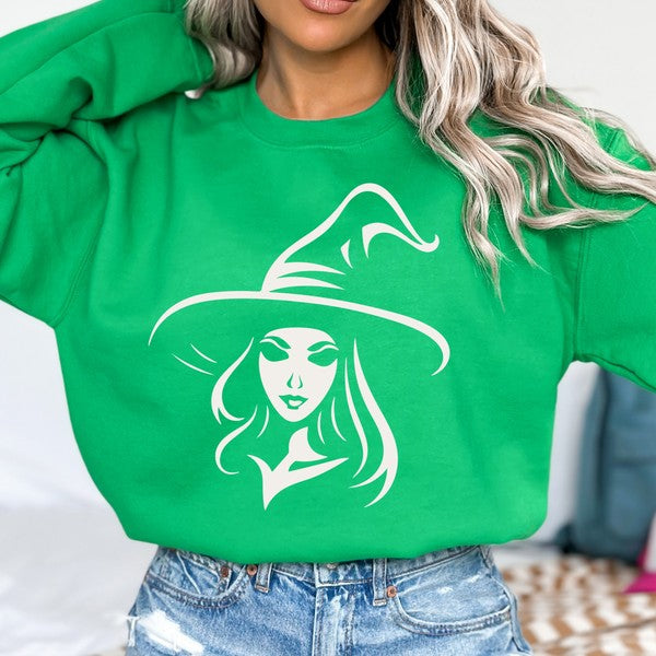 Minimalist Halloween witch graphic sweatshirt
