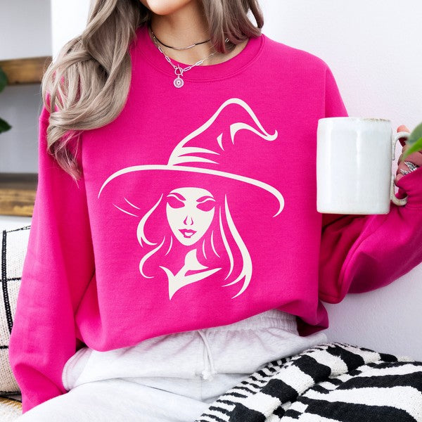 Minimalist Halloween witch graphic sweatshirt