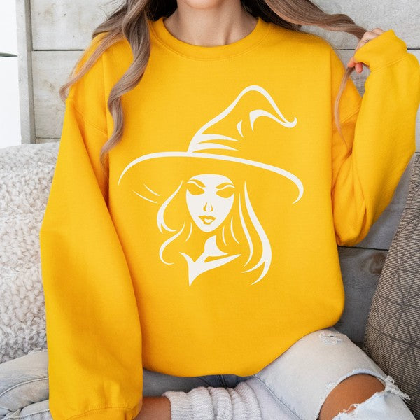 Minimalist Halloween witch graphic sweatshirt