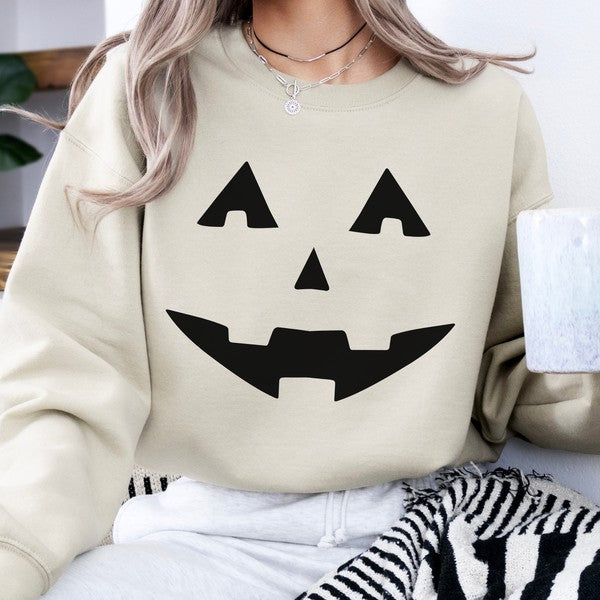Funny pumpkin face Halloween graphic sweatshirt