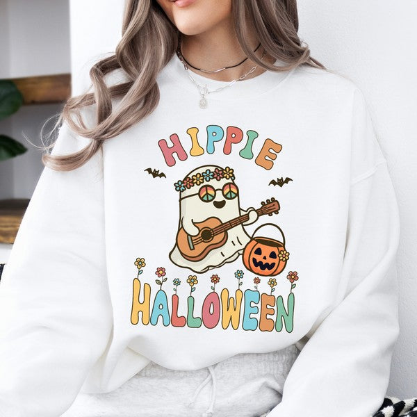 Funny retro hippie Halloween ghost sweatshirt
