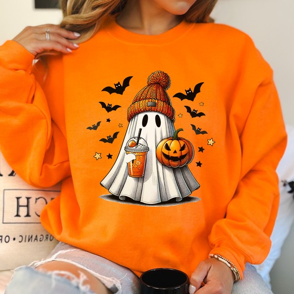 Halloween pumpkin spice ghost graphic sweatshirt