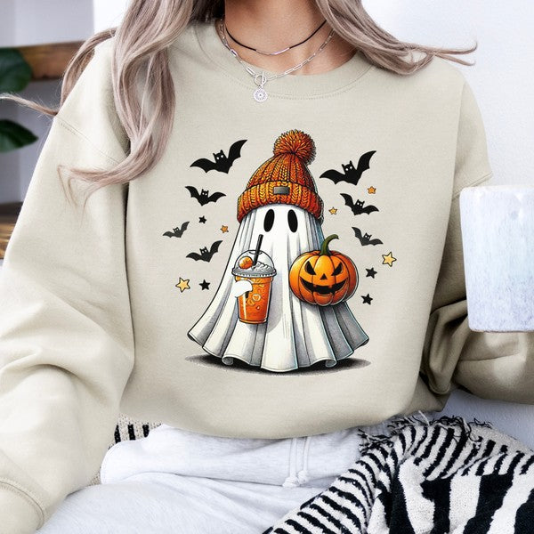 Halloween pumpkin spice ghost graphic sweatshirt