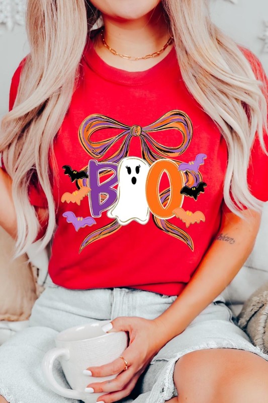 Boo Brushstroke Bow Graphic Tee