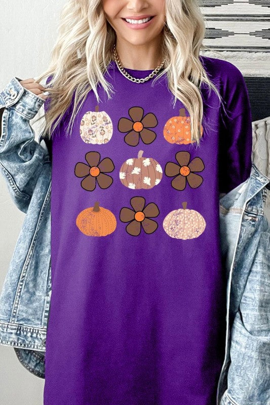 Pumpkins & Flowers Fall Graphic Heavy Cotton Tee