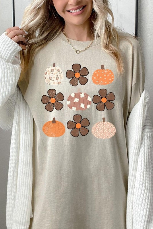Pumpkins & Flowers Fall Graphic Heavy Cotton Tee