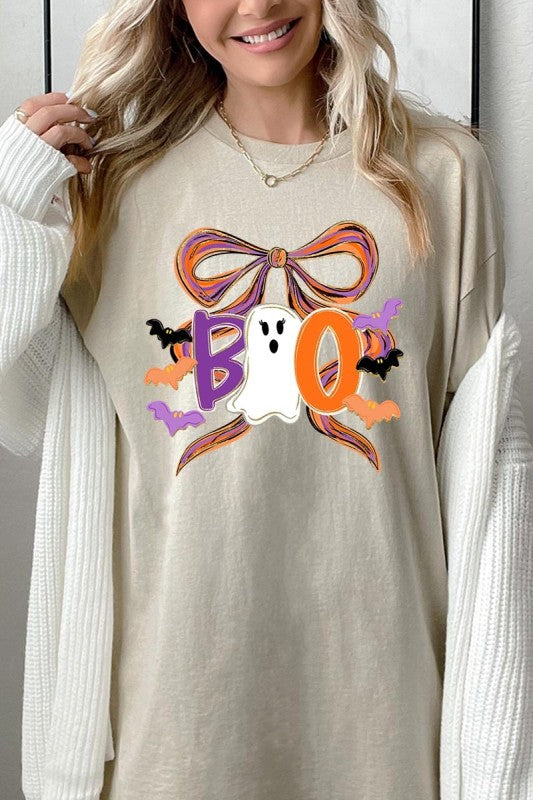 Boo Brushstroke Bow Graphic Heavy Cotton Tee