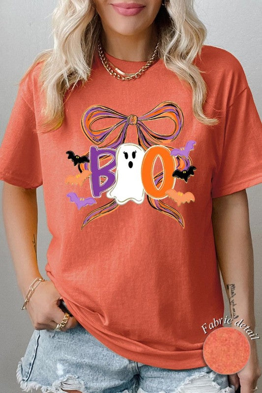 Boo Brushstroke Bow Graphic Heavy Cotton Tee