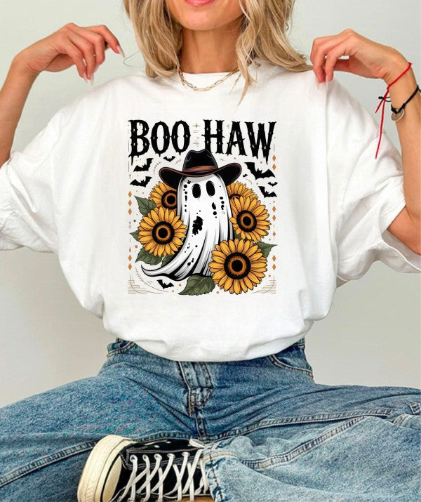 Boo Haw Halloween Graphic Tee Top