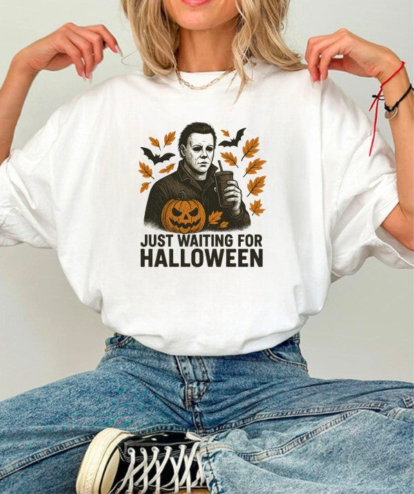 Just Waiting Halloween Graphic Tee Top