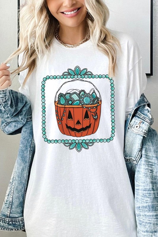 Halloween turquoise pumpkin Heavy Cotton Tee
