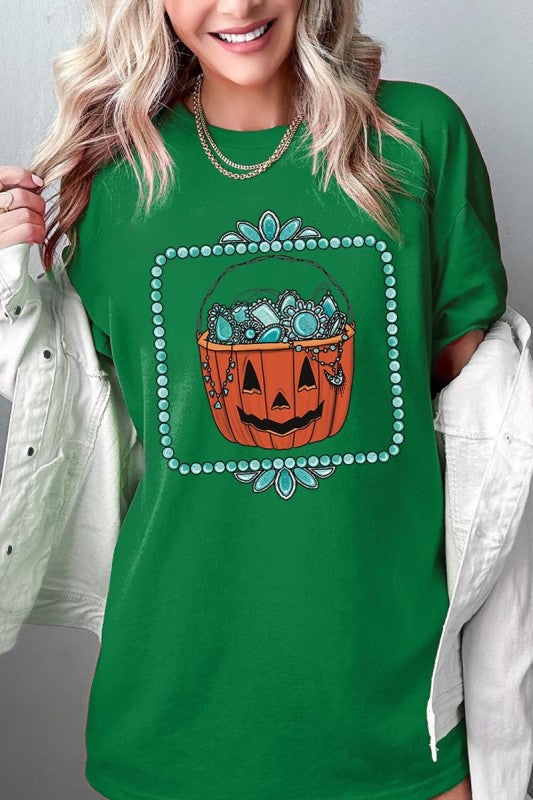 Halloween turquoise pumpkin Heavy Cotton Tee