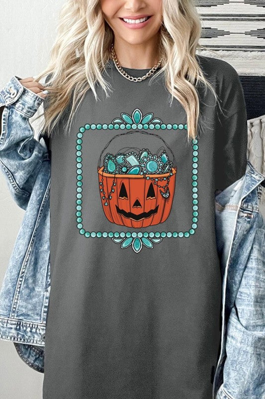 Halloween turquoise pumpkin Heavy Cotton Tee