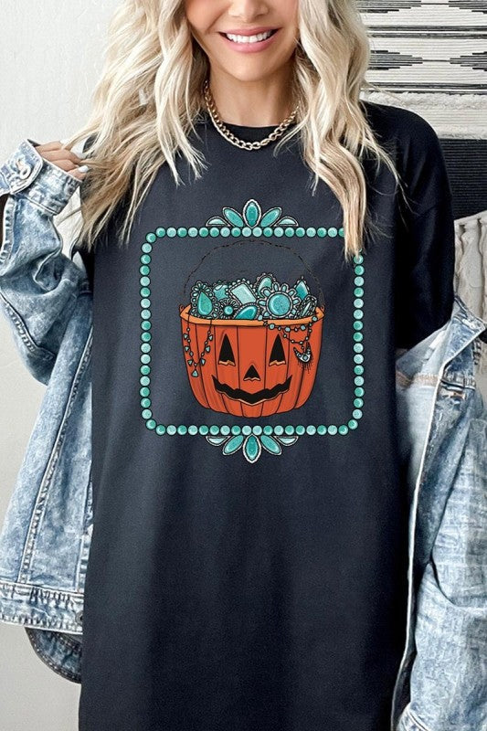 Halloween turquoise pumpkin Heavy Cotton Tee