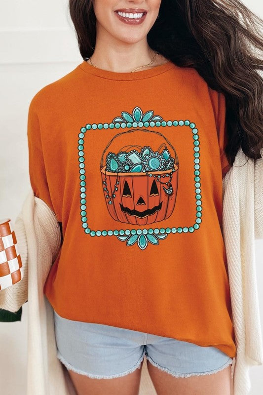 Halloween turquoise pumpkin Heavy Cotton Tee