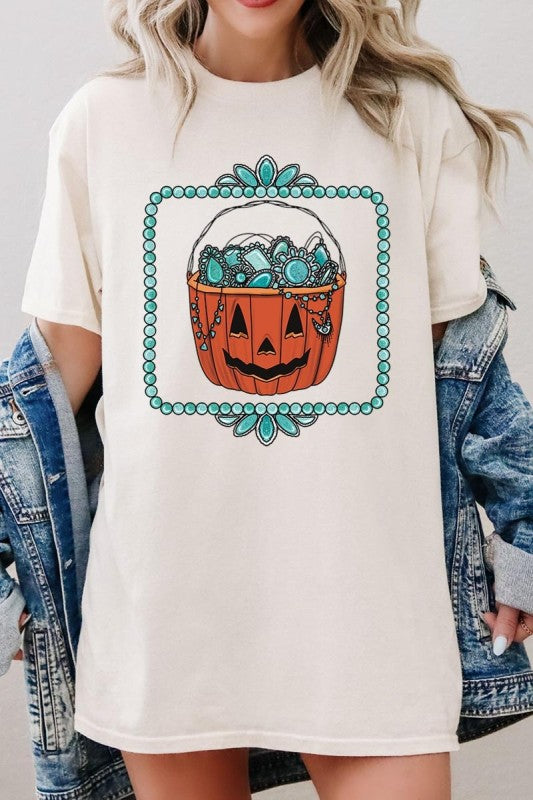 Halloween turquoise pumpkin Heavy Cotton Tee