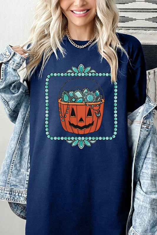 Halloween turquoise pumpkin Heavy Cotton Tee