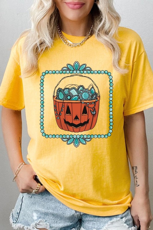 Halloween turquoise pumpkin Heavy Cotton Tee