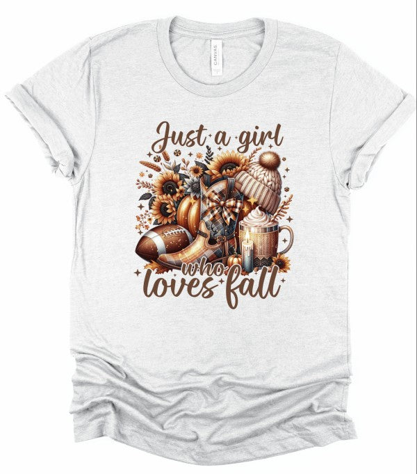 Just a Girl Who Loves Fall Graphic Tee Top