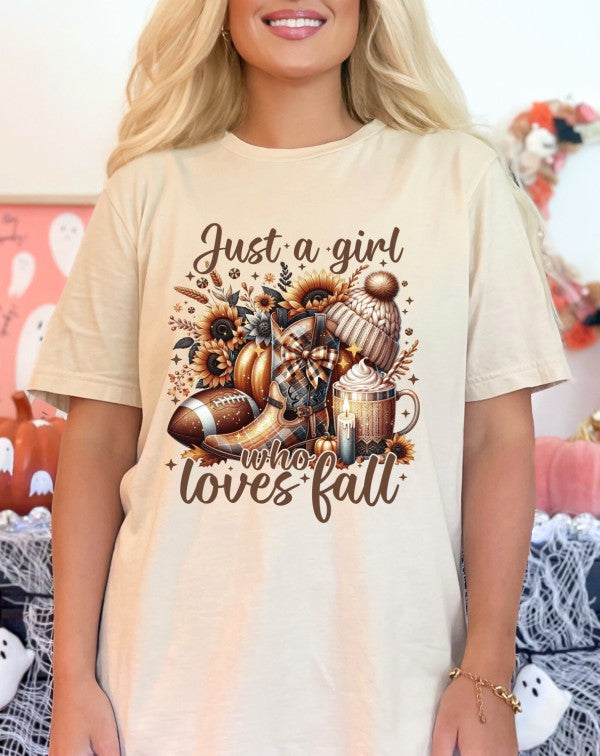Just a Girl Who Loves Fall Graphic Tee Top