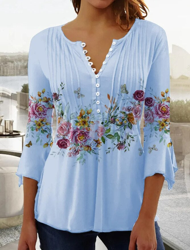 Judith - Scalloped V-Neck Blouse