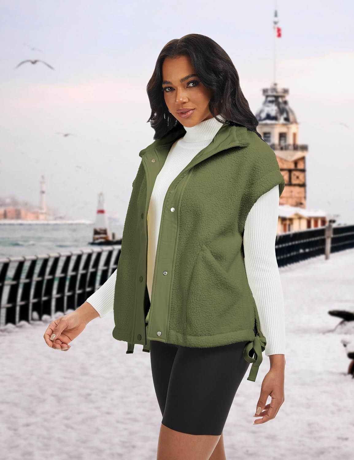 Ellen – Sleeveless Fuzzy Fleece Vest