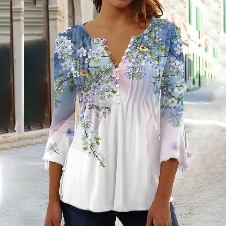 Judith - Scalloped V-Neck Blouse