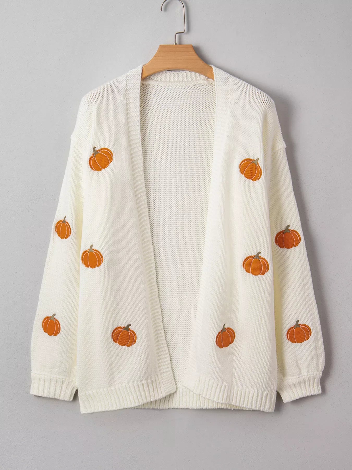 Halloween Pumpkin Embroidered Knit Cardigan