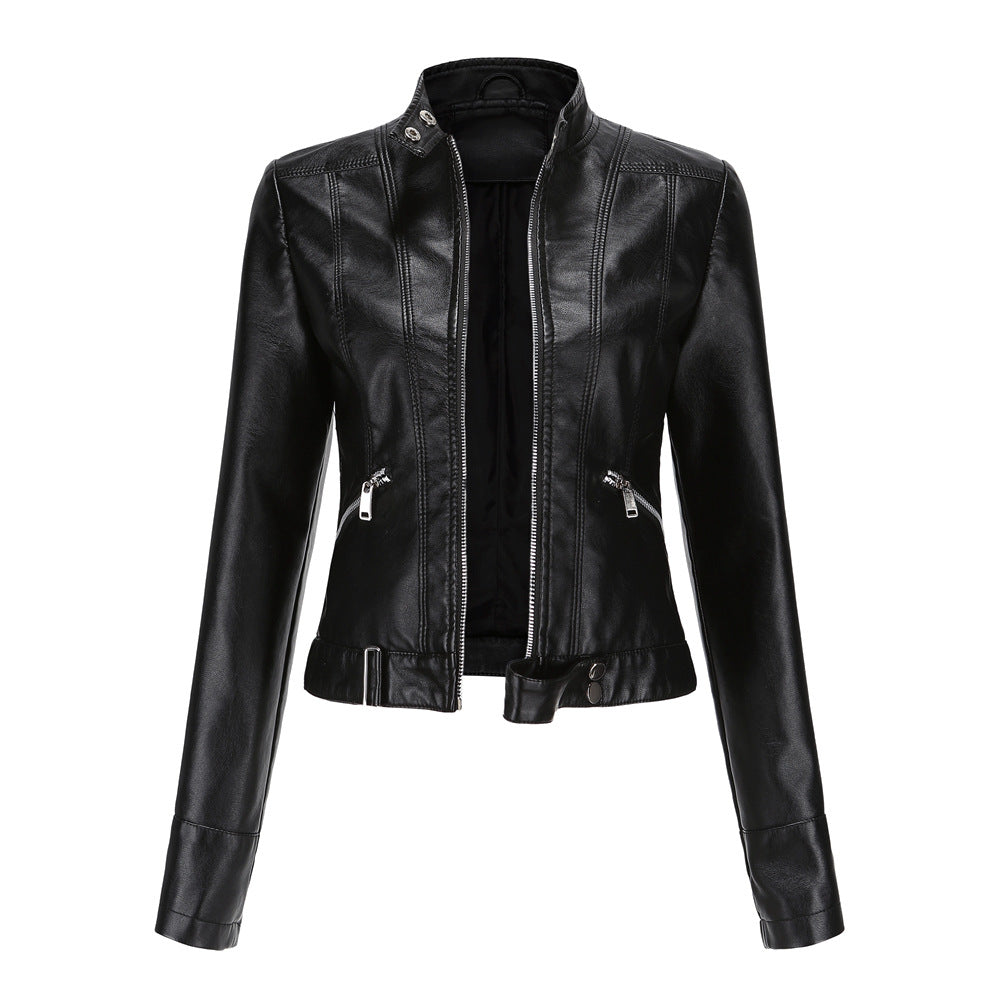 Elisa - Faux Leather Biker Jacket