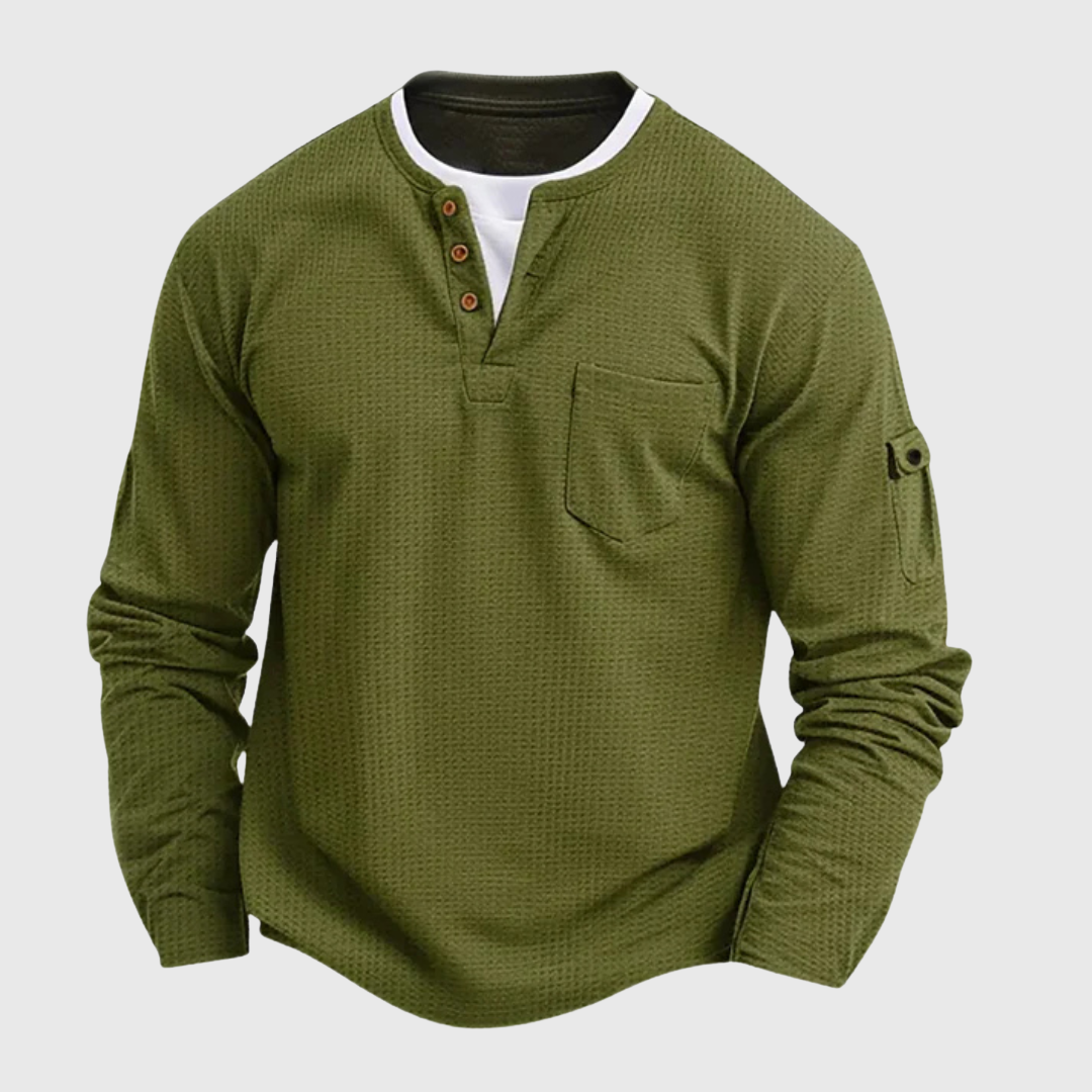 Harrison™ | Men’s Long-Sleeve Waffle-Cotton Shirt