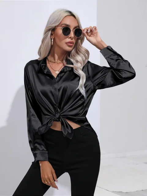 Camila - Flowy Satin Blouse