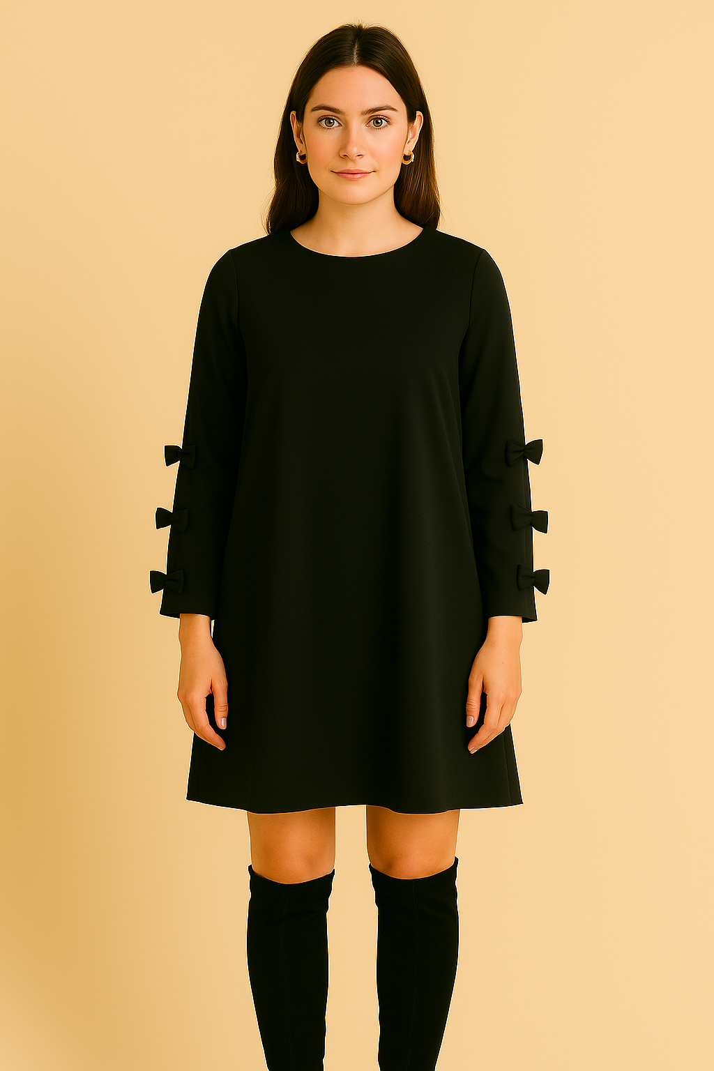 Nina | Women's Loose-fitting Dress with Bow Details