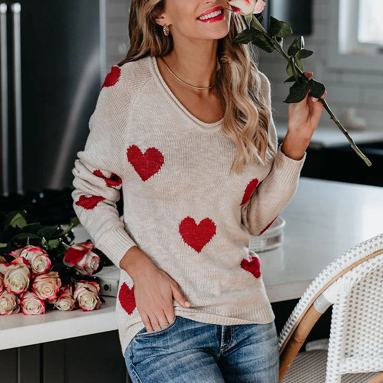 Melody - Heart-Pattern Sweater