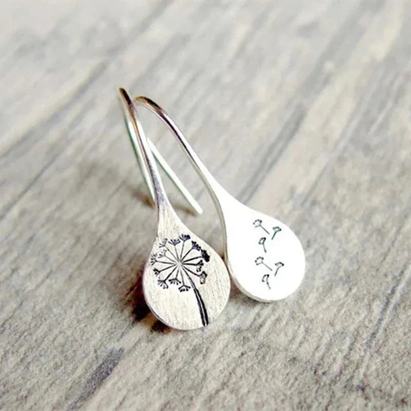 Exclusive Silver Dandelion Leaf Earrings