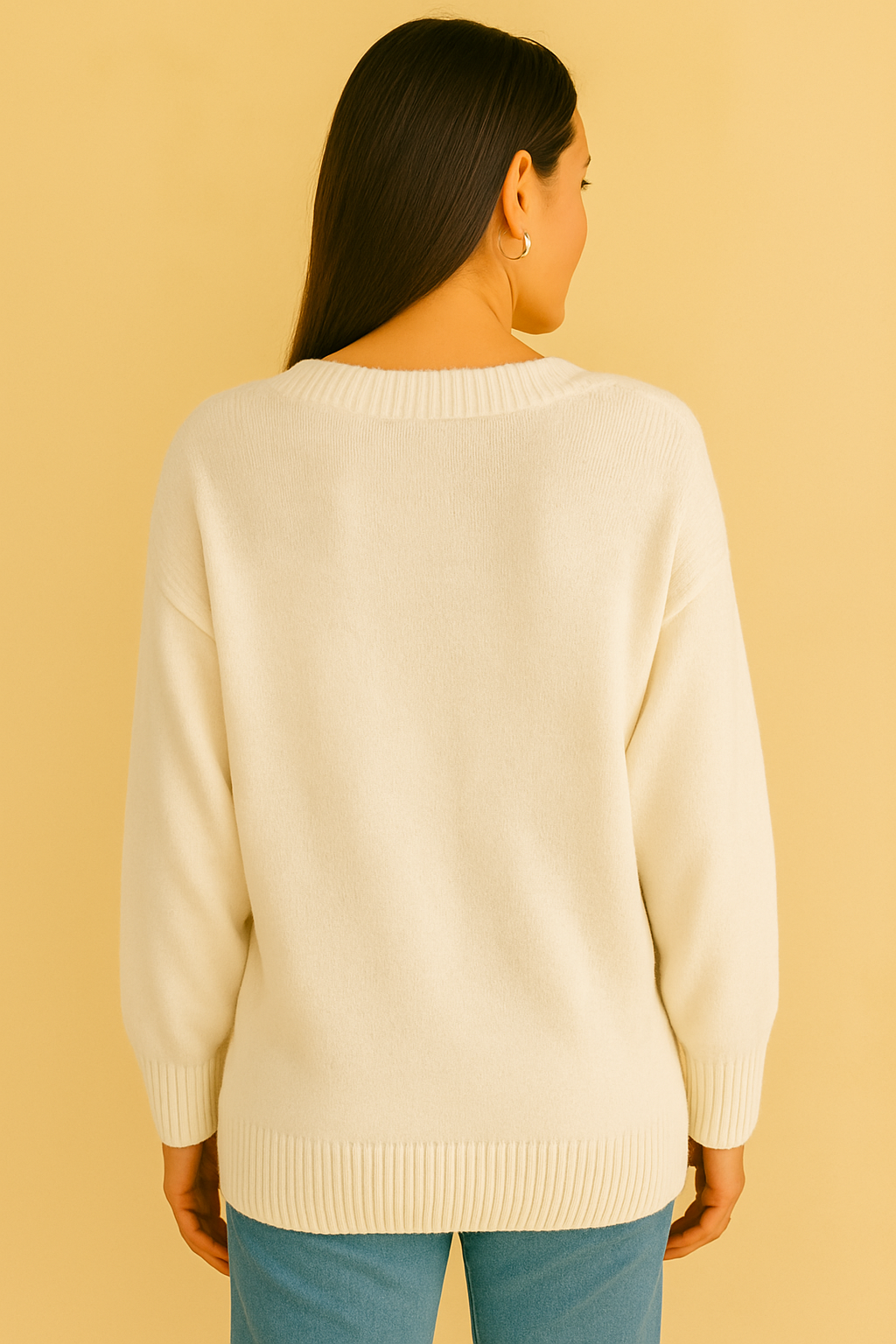 Rose | Women's Knitted Sweater with Deep V-Neck