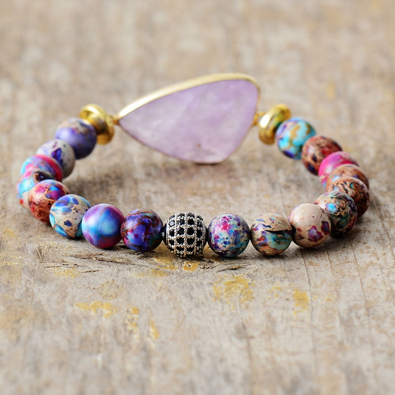 Boho-Chic Amethyst Bead Bracelet