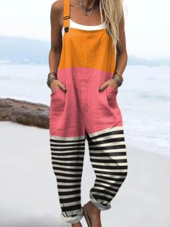Sabina - Colorblock Stripe Jumpsuits