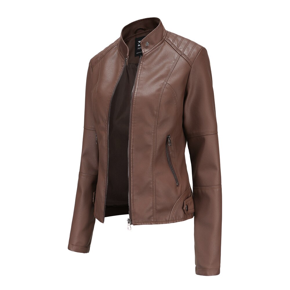 Isabella – Women’s Leather Jacket with Mandarin Collar