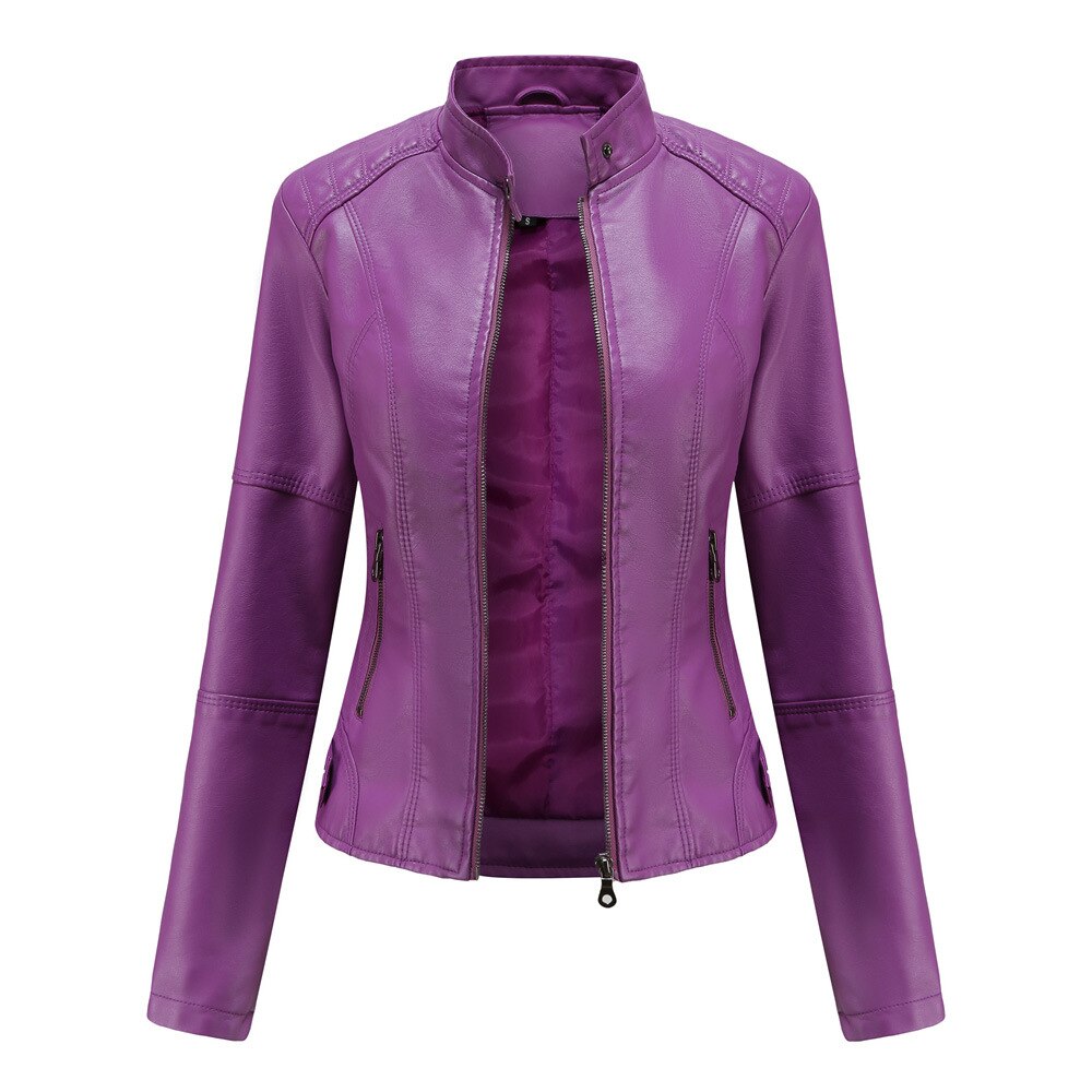 Isabella – Women’s Leather Jacket with Mandarin Collar