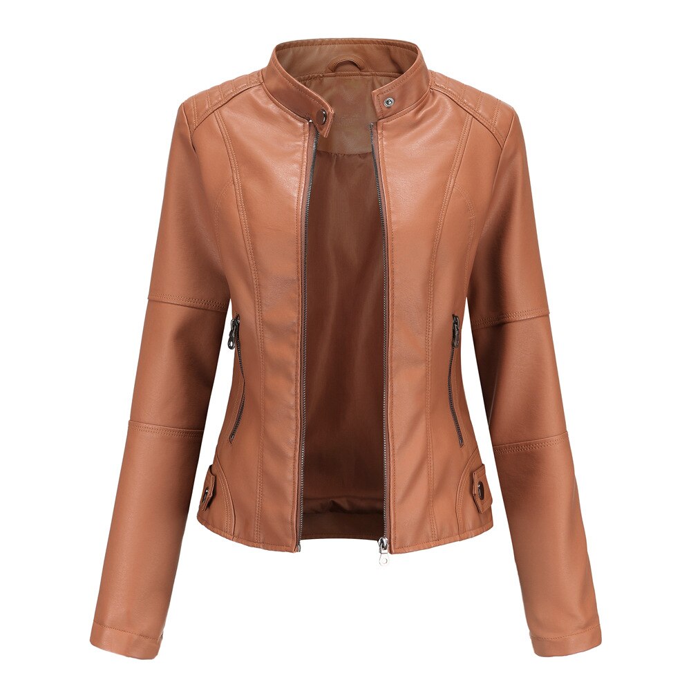 Isabella – Women’s Leather Jacket with Mandarin Collar