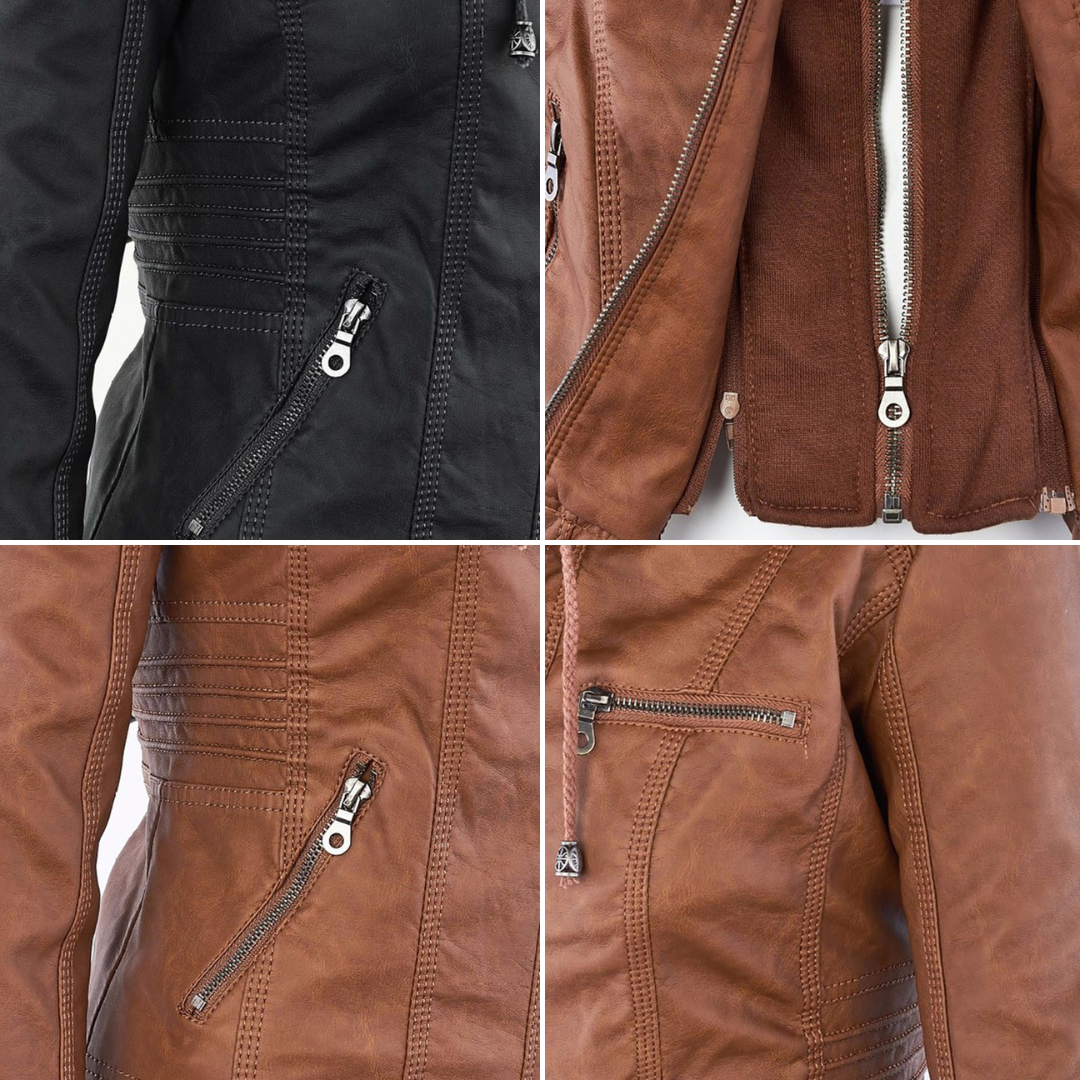 Stylish Hooded Leather Jacket