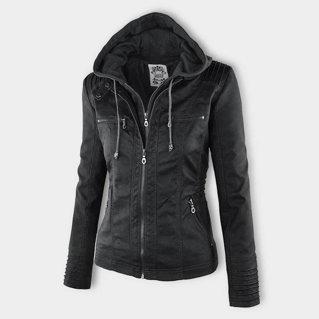 Stylish Hooded Leather Jacket