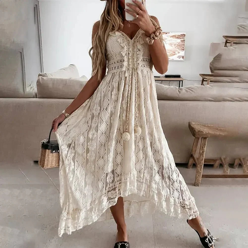 Maya - Boho Lace Maxi Dress