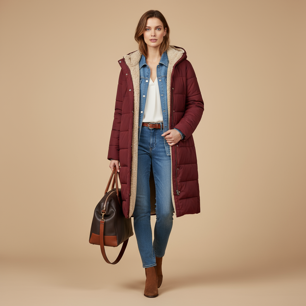 flora - Comfortable Faux Fur-Lined Coat