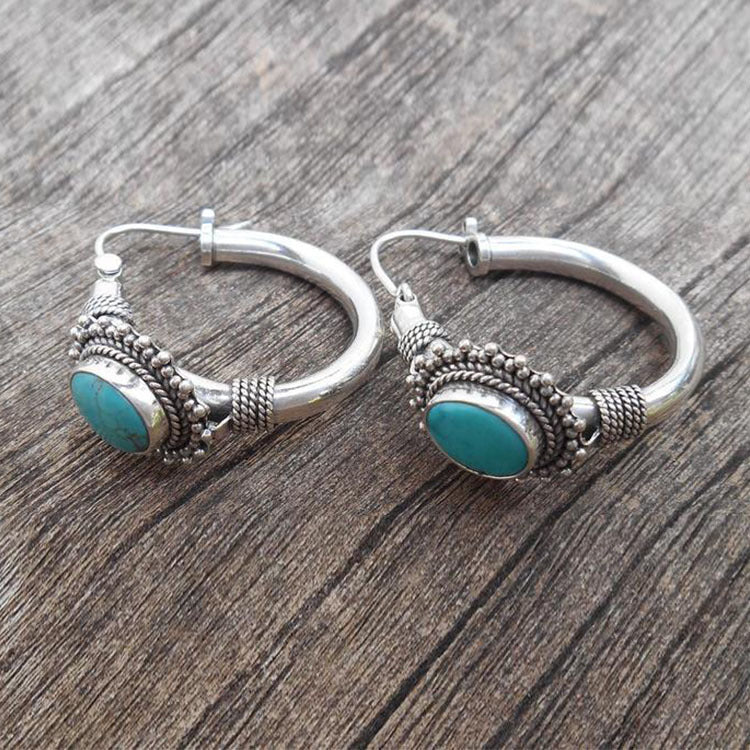 Chic Turquoise Retro Earrings